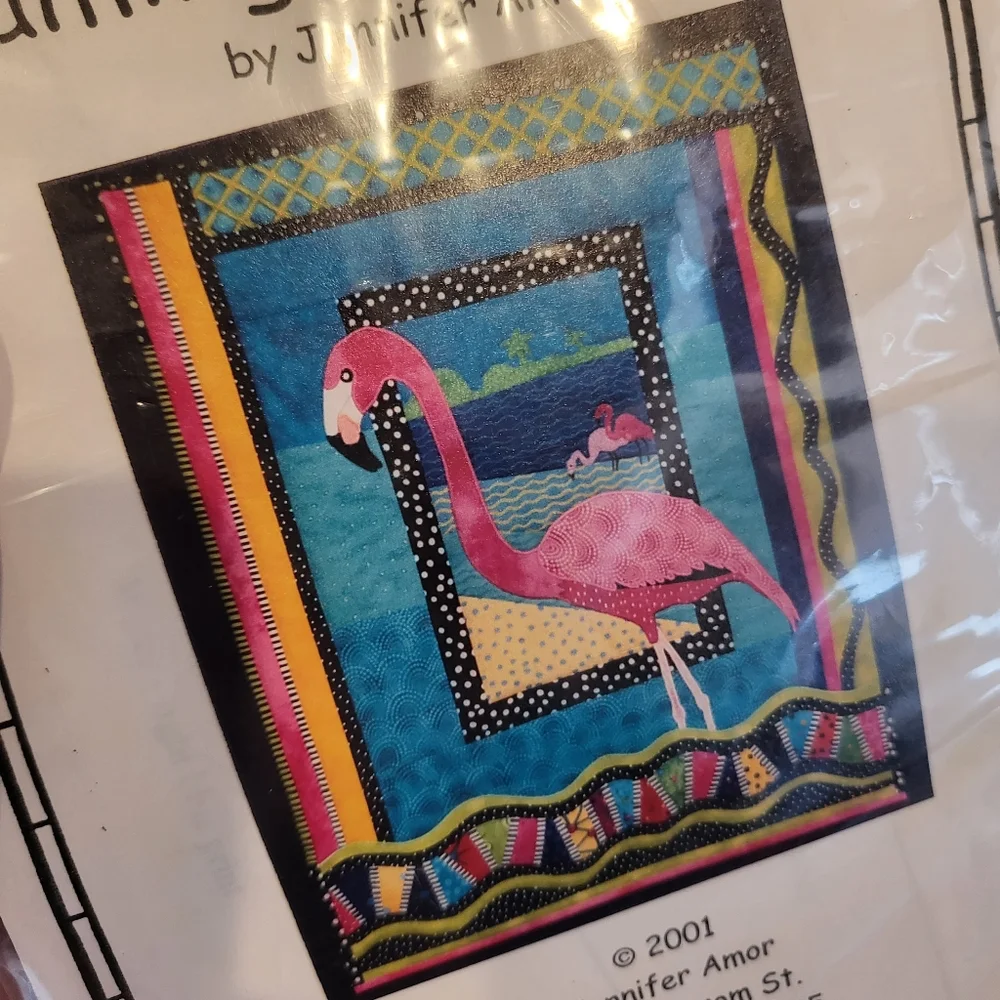 Flamingo Fandango Applique and Paper-Pieced Wallhanging Quilt Pattern 20” x 26”